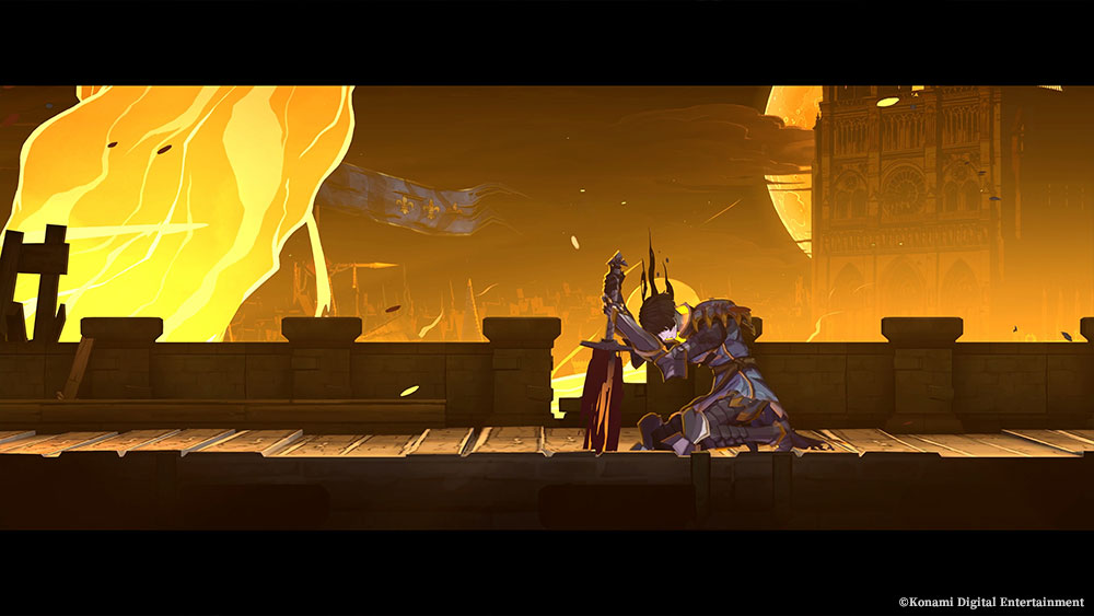 Joan of Arc boss fight on the Paris rooftops in Castlevania: Belmont's Curse