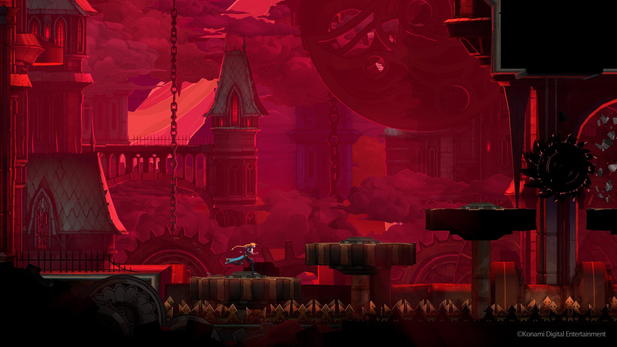 Cathedral and rooftop climb in Castlevania: Belmont's Curse